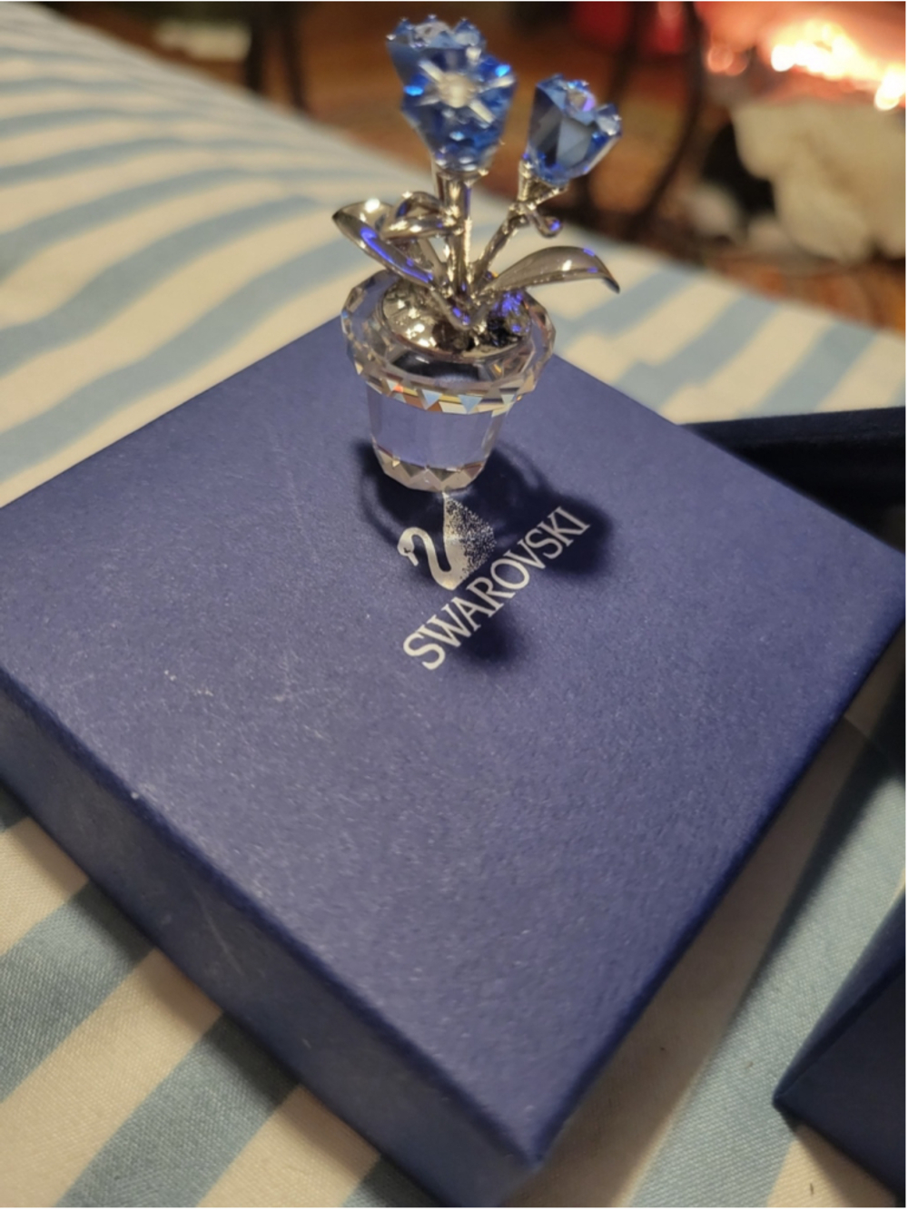 Swarovski Blue Forget Me Not Crystal Flower with Silver-Tone Stems